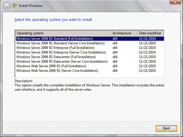 Windows server install